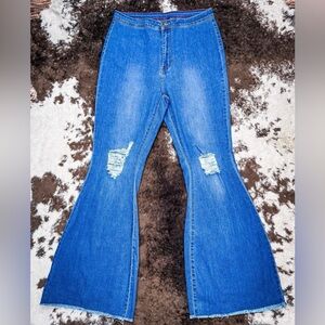 Women's Flared Blue Jeans